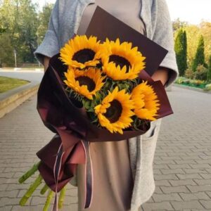 Букет из 5 подсолнухов