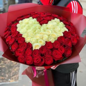 101 Роза Сердце, доставка цветов Харьков, цветы Харьков, 101 роза Харьков