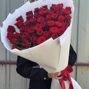 51 красная роза 80 см, доставка цветов Харьков