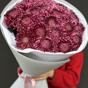 Букет из 19 хризантем Бигуди, доставка цветов Харьков, цветы Харьков, хризантема крупная Харьков