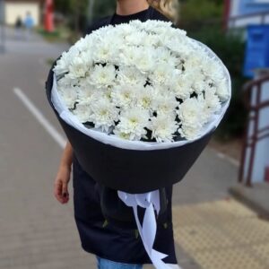 Букет из 15 веток белой хризантемы Зембла